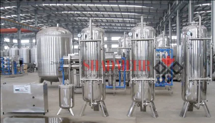Filtration and ion exchange vessels inside the workshop