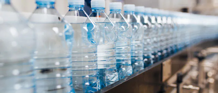Water bottles on a conveyor