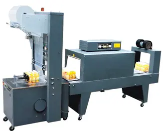 Semiautomatic film packing machine with a sealing arch and shrink tunnel