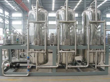 Stainless steel sodium ion exchange tanks and interconnected pipework