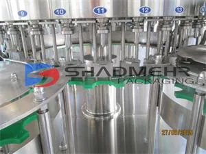 Numbered filling heads surrounding a stainless steel product tank
