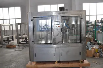 Enclosed stainless steel filling machine viewed from the front